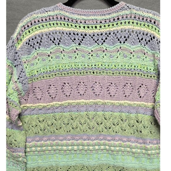 Vintage Hand-Knitted Cottagecore Grandma Cardigan Sweater M Pastel - Picture 6 of 10